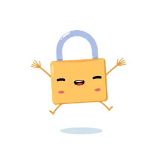 😝 자물쇠, 보안, 잠금, 만화, 귀여운, 안전한 whatsapp sticker