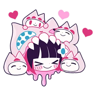 ❤ mignon, kawaii, rose, monstre, coeurs, animé, sticker, dessin animé whatsapp sticker
