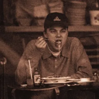 🌻 Leonardo DiCaprio actor, eating, pasta, spaghetti, celebrity telegram sticker
