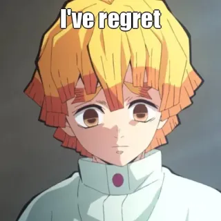 🙂 Zenitsu Agatsuma Demon Slayer I've regret Anime, Penyesalan, Zenitsu, Kimetsu no Yaiba, Sedih, Manga telegram sticker