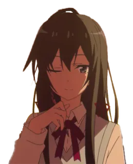 😏 gadis anime, anime, gadis, anak sekolah, imut, kedipan, pita telegram sticker