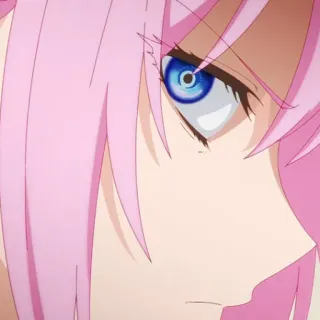 🌷 Anime, pinke Haare, blaue Augen, Nahaufnahme, animiert telegram sticker