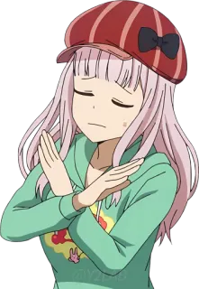 🙅‍♀ Chika Fujiwara Kaguya-sama: Love Is War Аниме, Чика, Фудзивара, Кагуя-сама, Любовь это война, Скрещенные руки, Нет, Отклонить telegram sticker