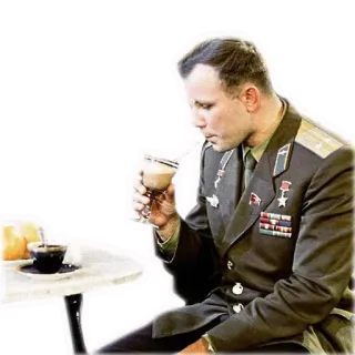 ☕️ Yuri Gagarin Yuri Gagarin, Soviet Union, cosmonaut, space, coffee, drink, military telegram sticker