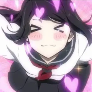 💜 Аниме, Девушка, Сердце, Школьная форма, Милый, Мультфильм telegram sticker