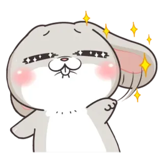 🤩 Cartoon, Hase, Süß, Kawaii, Glitzer, Fröhlich, Tier whatsapp sticker