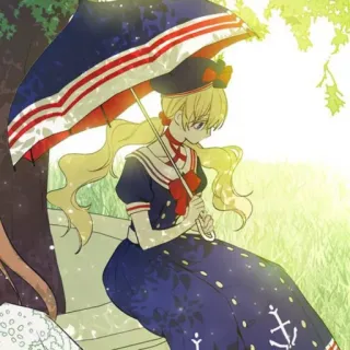 👑 Fille anime, Parapluie, Été, Mignon, Dessin animé telegram sticker