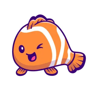 😉 ryba, zwierzę, słodkie, kreskówka, ilustracja telegram sticker