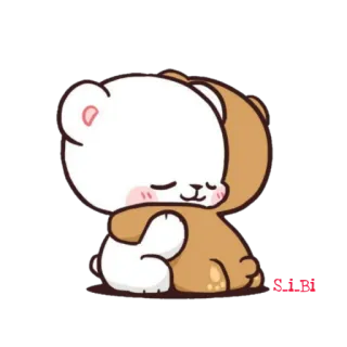 ❤️ orsi, carino, abbraccio, latte, marrone, bianco telegram sticker