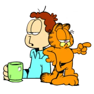 👦 Garfield cartoon, cat, comic, orange, jon whatsapp sticker