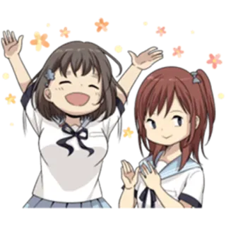 🎉 Anime, Freunde, Kawaii, Süß, Mädchen, Fröhlich telegram sticker