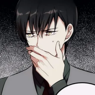 ✖️ man, character, anime, worried, scared, cover mouth, emotional telegram sticker