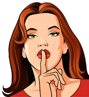 🤫 femme, silence, secret, chut, chut, doigt, lèvres, pop art telegram sticker