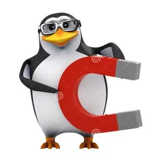 ➕ chim cánh cụt, nam châm, hoạt hình, động vật, kính, nhãn dán telegram sticker