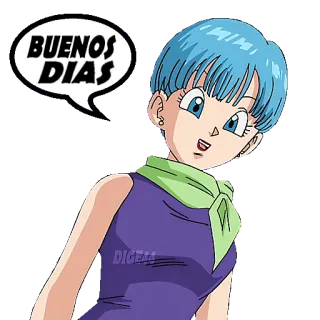🛏 Bulma Dragon Ball BUENOS DIAS Anime, Dessin animé, Salutation, Bonjour, Bulma, Dragon Ball, Personnage féminin whatsapp sticker