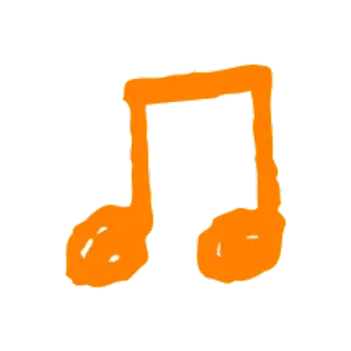 🐧 音楽, 音符, 八分音符, オレンジ, 楽譜 telegram sticker