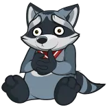 😐 raton laveur, animal, dessin animé, triste, mignon telegram sticker