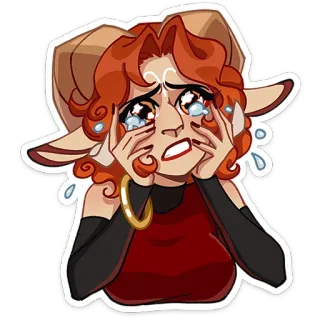 ⭐ płacz, smutny, emocjonalny, postać, naklejka, kobieta, ilustracja telegram sticker