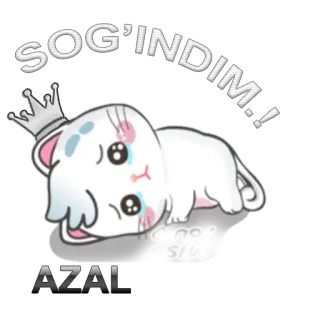 🤗 SOG'INDIM! Katze, Krone, süß, Aufkleber, Ich vermisse dich telegram sticker