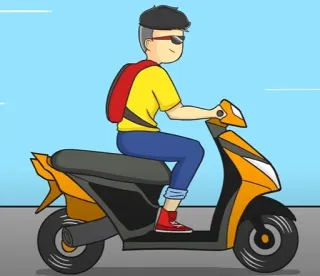 🎭 scooter, moto, véhicule, dessin animé, transport whatsapp sticker
