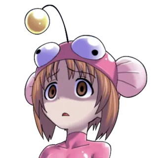 😰 Anime, Mädchen, Fisch, Rosa, Cartoon whatsapp sticker