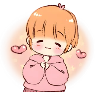 ☺️ dễ thương, kawaii, anime, trái tim, chibi, hoạt hình whatsapp sticker