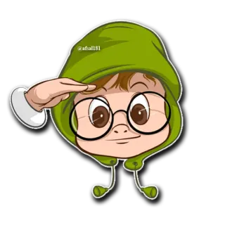 👮 @afall81 desenho animado, saudação, óculos, moletom com capuz telegram sticker