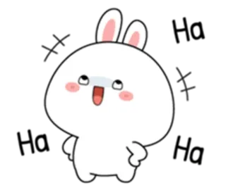 😀 lapin, lapinou, mignon, dessin animé, animal, blanc whatsapp sticker
