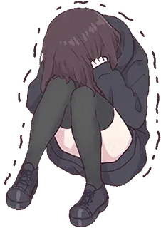 😢 Аниме, Девушка, Грустно, Плачет, Эмоциональный, Сидит telegram sticker