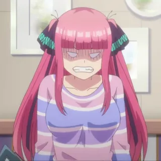 😡 Nino Nakano The Quintessential Quintuplets Anime, Cabelo rosa, Bravo/a, Tsundere telegram sticker