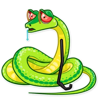 😞 cobra, doente, verde, desenho animado, exausto telegram sticker
