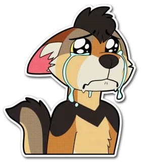 😢 piangere, triste, cane, animale, lacrime, kawaii, carino telegram sticker