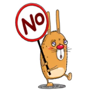 😔 NO coniglio, no, segno, cartone animato, animale, coniglio whatsapp sticker