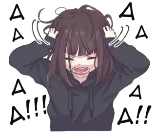 😡 animé, frustrée, stressée, fille, sweat à capuche, dessin animé, émotionnel telegram sticker
