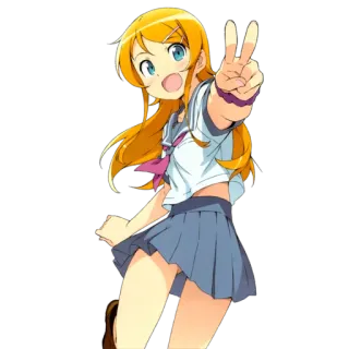 ✌ Anime, Chica, Signo de la paz, Linda, Uniforme escolar telegram sticker