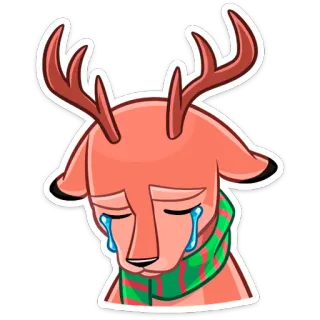😢 rusa, menangis, sedih, binatang, syal, emosi telegram sticker