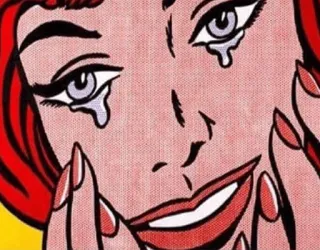 👱 piangere, donna, pop art, tristezza, lacrime, emozione, Roy Lichtenstein telegram sticker