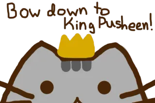 👑 Pusheen Bow down to King Pusheen! pusheen, gato, rey, corona, lindo, pegatina whatsapp sticker