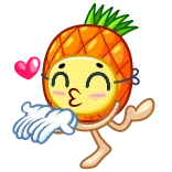 😘 ananas, fruit, emoji, dessin animé, baiser, amour telegram sticker
