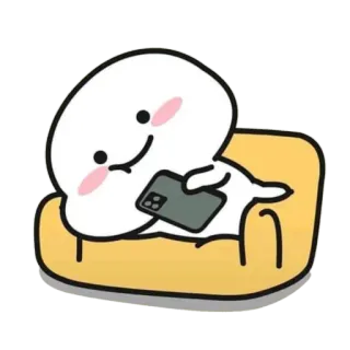 🪃 Hoạt hình, Nhân vật, Dễ thương, Thư giãn, Ghế sofa, Điện thoại, Kawaii, Minh họa telegram sticker