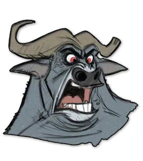 😡 zangado, animal, touro, búfalo, chifres, esboço telegram sticker