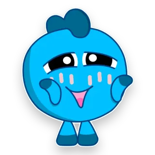 😱 귀여운, 만화, 파란색, 캐릭터, 웃는, 행복한 telegram sticker