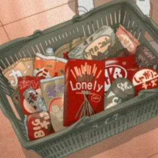 🍭 đồ ăn vặt, kẹo, giỏ, thức ăn, đồ ngọt, kẹo Nhật Bản telegram sticker