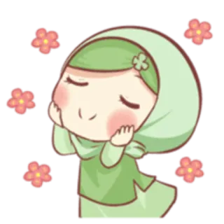 😊 Hijab, Blumen, Islam, Muslim, Mädchen, Kawaii whatsapp sticker