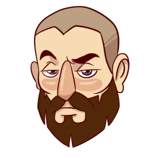 😕 cartoon, man, beard, portrait, face, head telegram sticker
