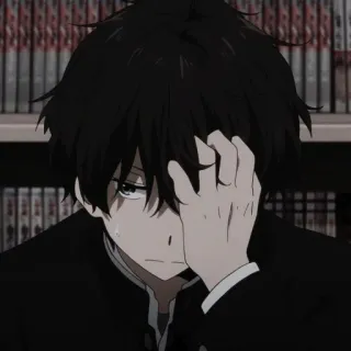 😊 Anime, Con trai, Buồn, Đơn sắc telegram sticker
