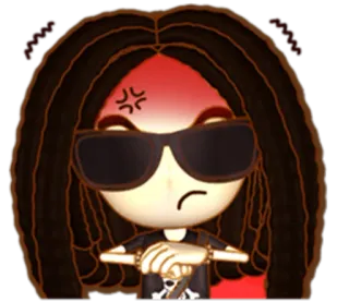 😠 cartoon, angry, frustrated, character, dreadlocks, skull, sunglasses telegram sticker