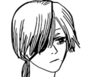 😕 anime, manga, character, portrait, one-eyed, hair, black and white telegram sticker