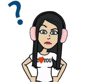 ❔ I ❤️ YOU Cartoon, Frage, Mädchen, Liebe, Herz, Verwirrt, Fragend telegram sticker