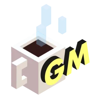 ☕️ GM café, matin, bonjour, gm, pixel art, isométrique telegram sticker